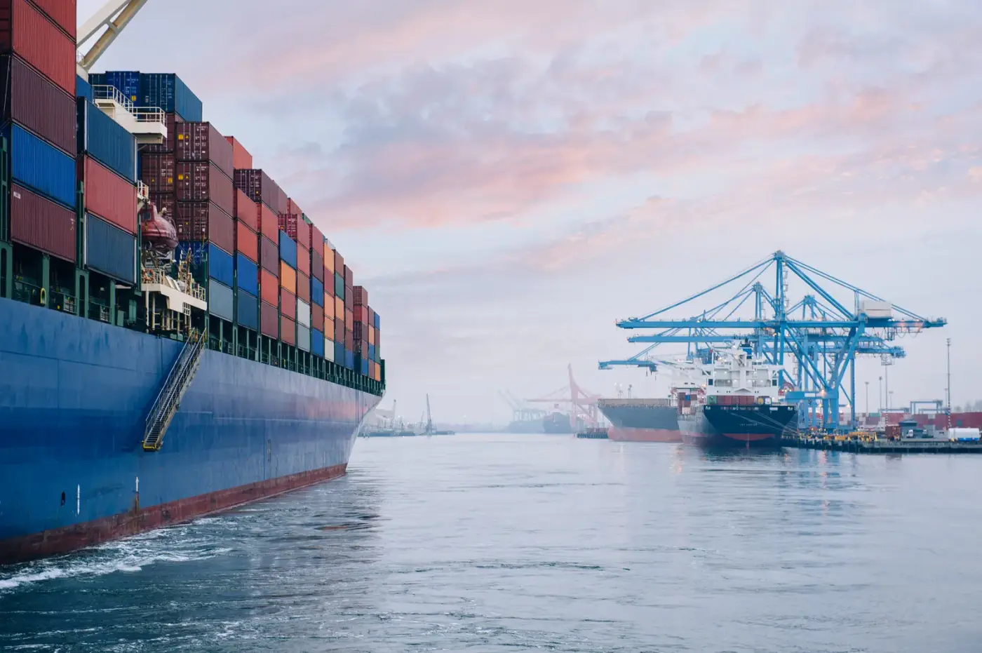 Container vessel at port (illustrative)