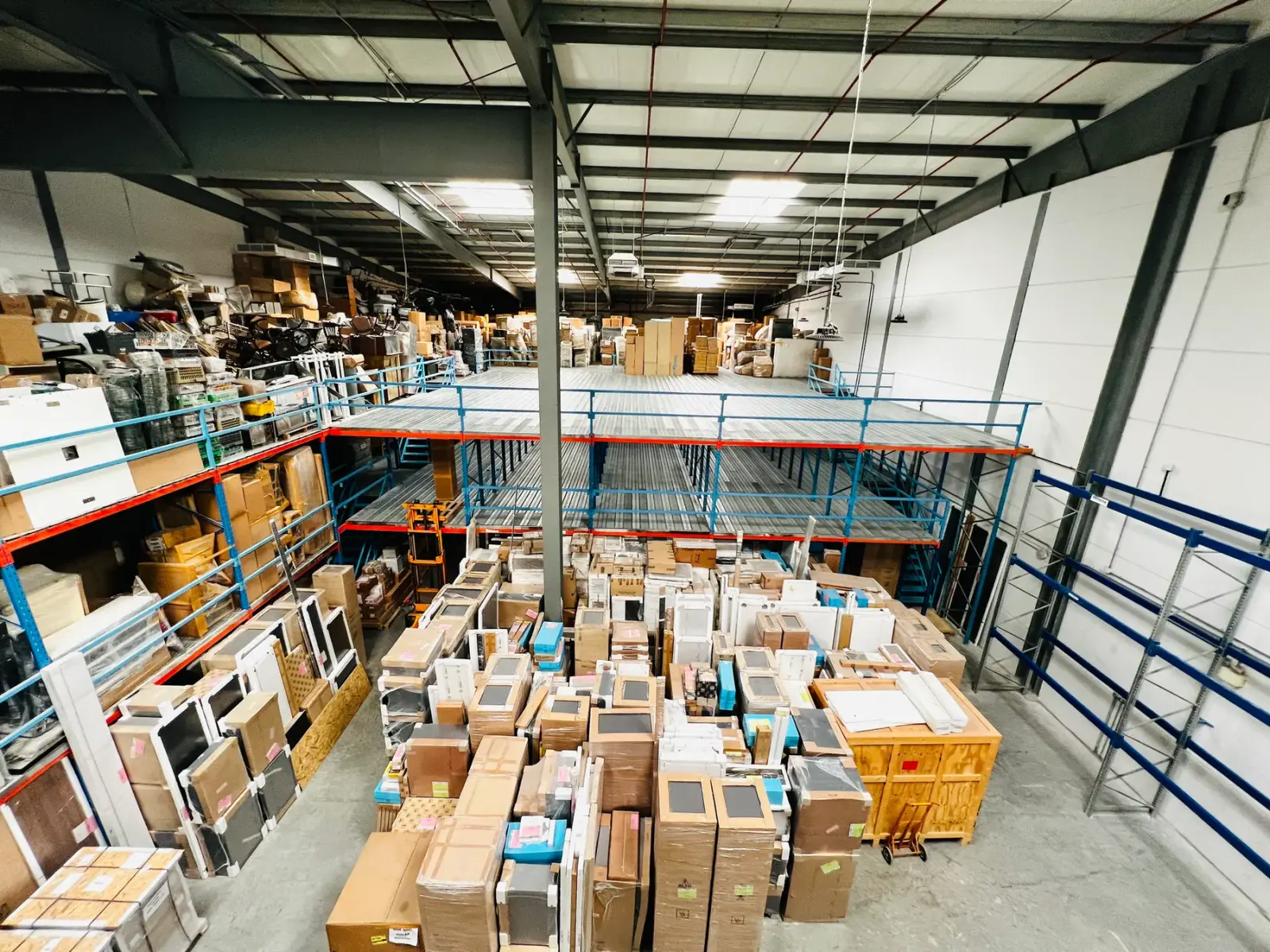 Wrap It warehouse interior with racking and wrapped goods